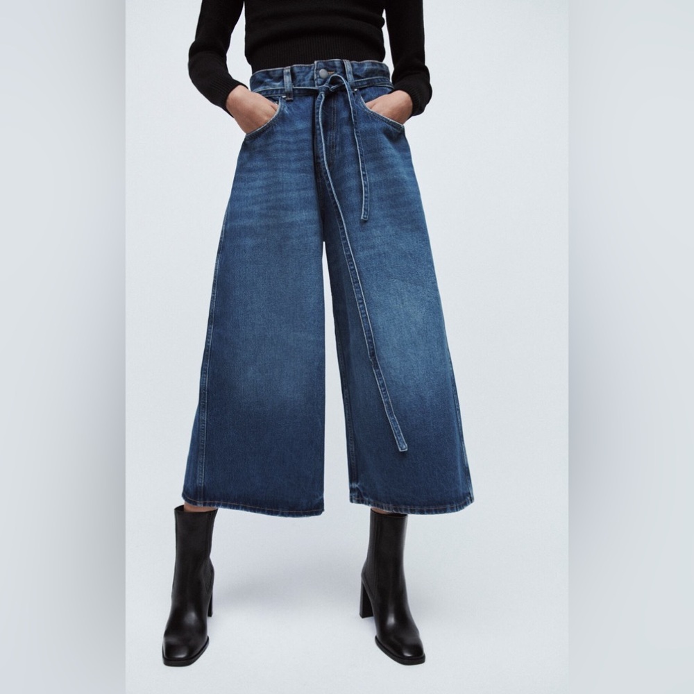 Zara Mid Waist Culotte Jeans